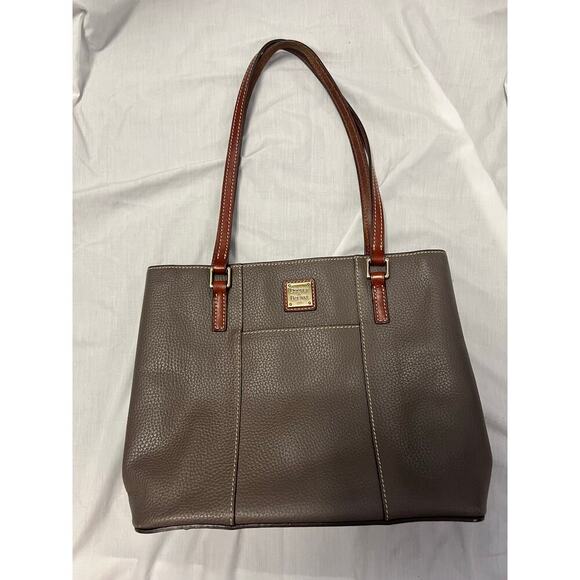 Dooney & Bourke Pebble Grain Gray Brown Leather Tote Purse GS - Picture 2 of 9